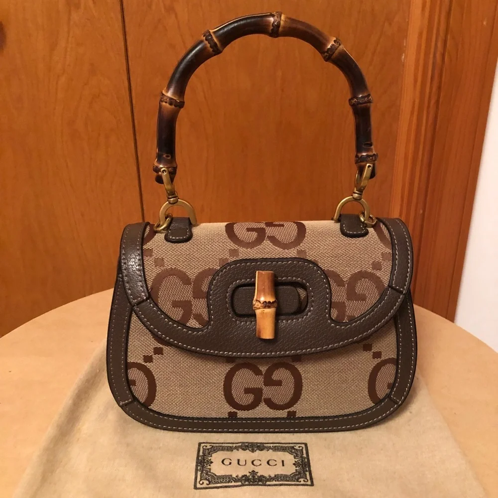Gucci Bamboo 1947 Jumbo GG Small Top Handle Bag - Picture 3 of 16